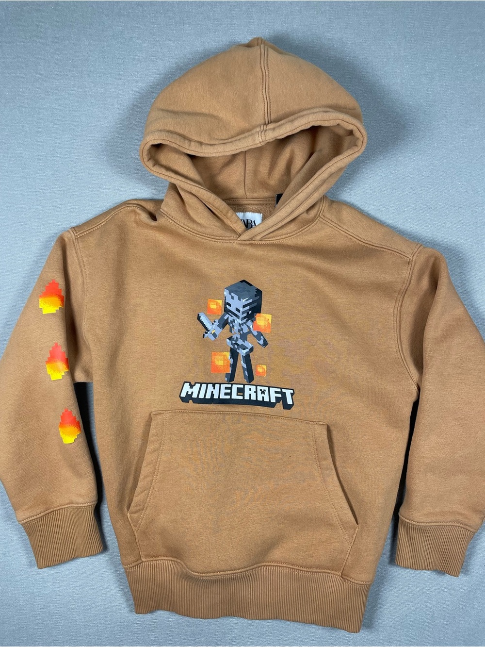 Zara Kids x Minecraft Wither Skeleton Hooded Sweatshirt  8-9 Years Camel Brown